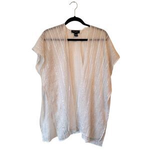 Marcus Adler Women's White Crepe Stripe Swim Cover One Size